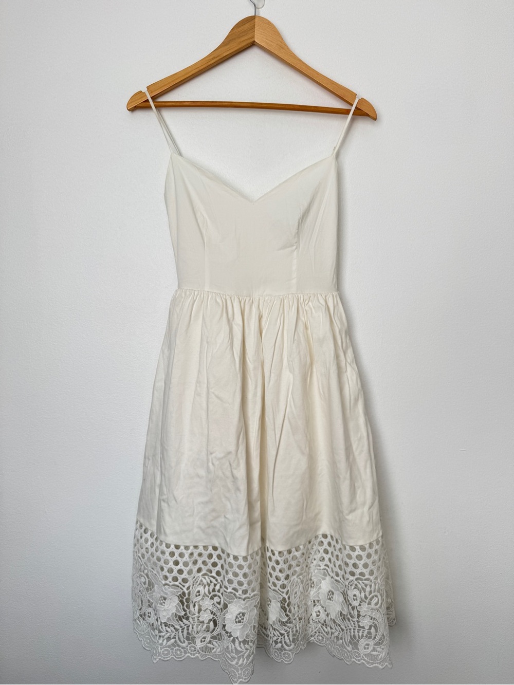 French Connection Whitw Midi Dress with Lace Hem